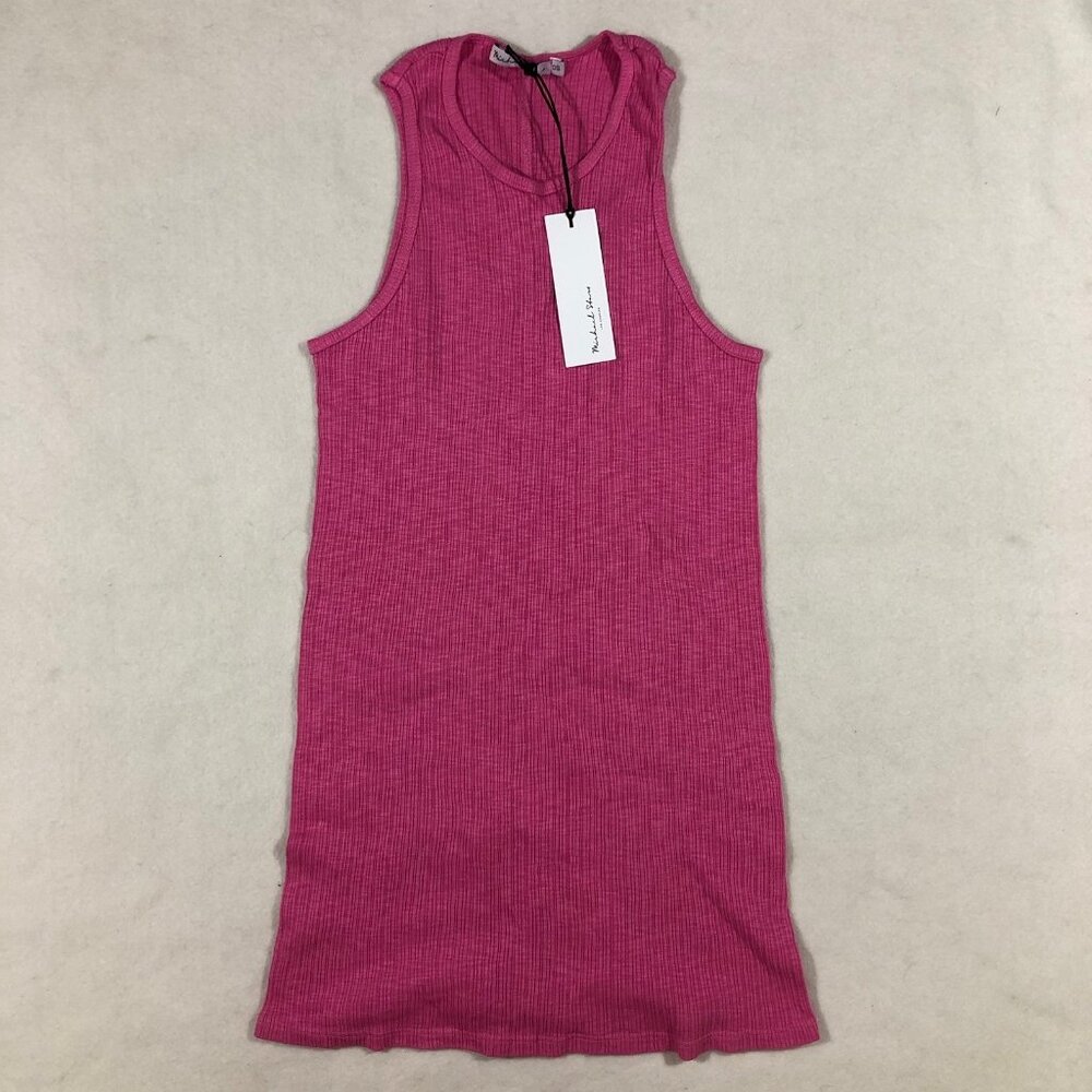 NEW Michael Stars OS Womens Alana Halter Racerback Tank Top Rhodes Rib Pink $72